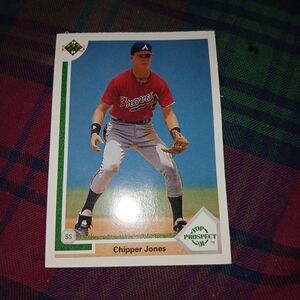 Set of 3 Baseball Cards 1989/1990 Chipper Jones, Deion Sanders, & Cal Ripken